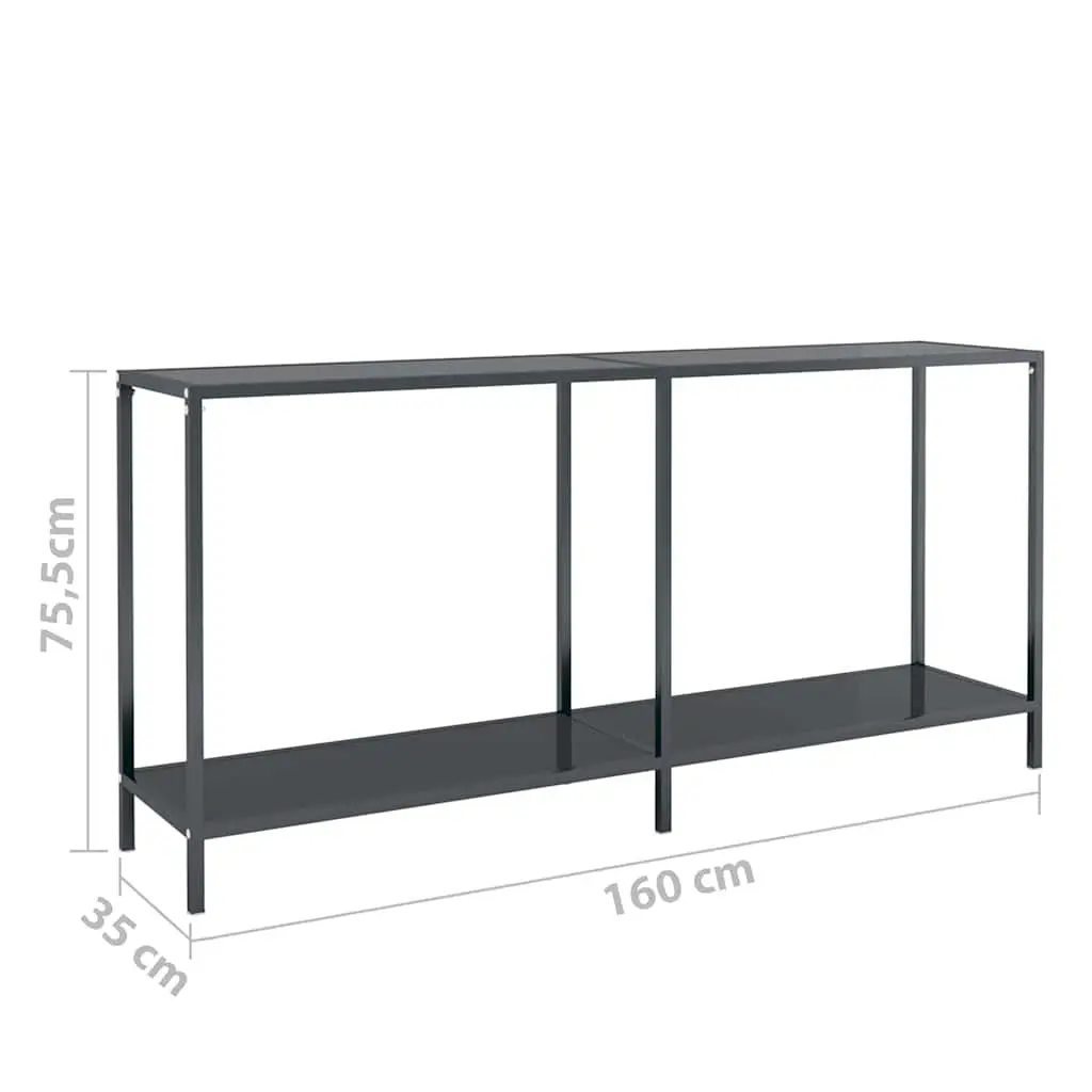 Console Table Black Tempered Glass Side End Table Living Room 160 x 35 x 75.5 cm