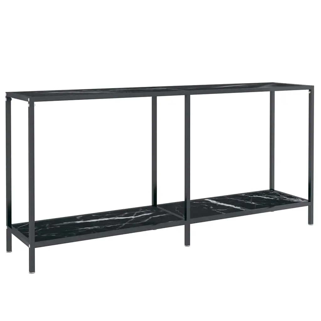 Console Table Black Tempered Glass Accent End Table Living Room Storage Shelf 160 x 35 x 75.5 cm