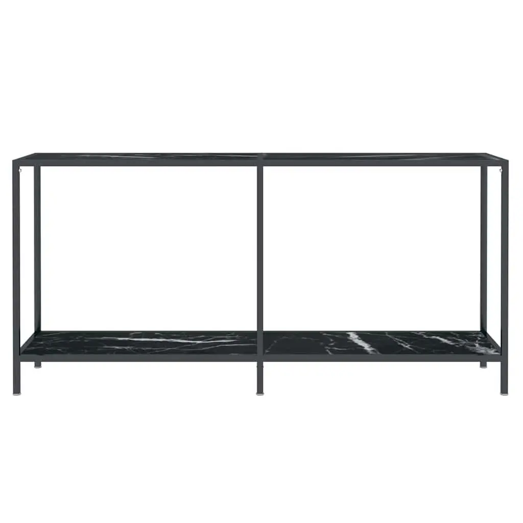 Console Table Black Tempered Glass Accent End Table Living Room Storage Shelf 160 x 35 x 75.5 cm