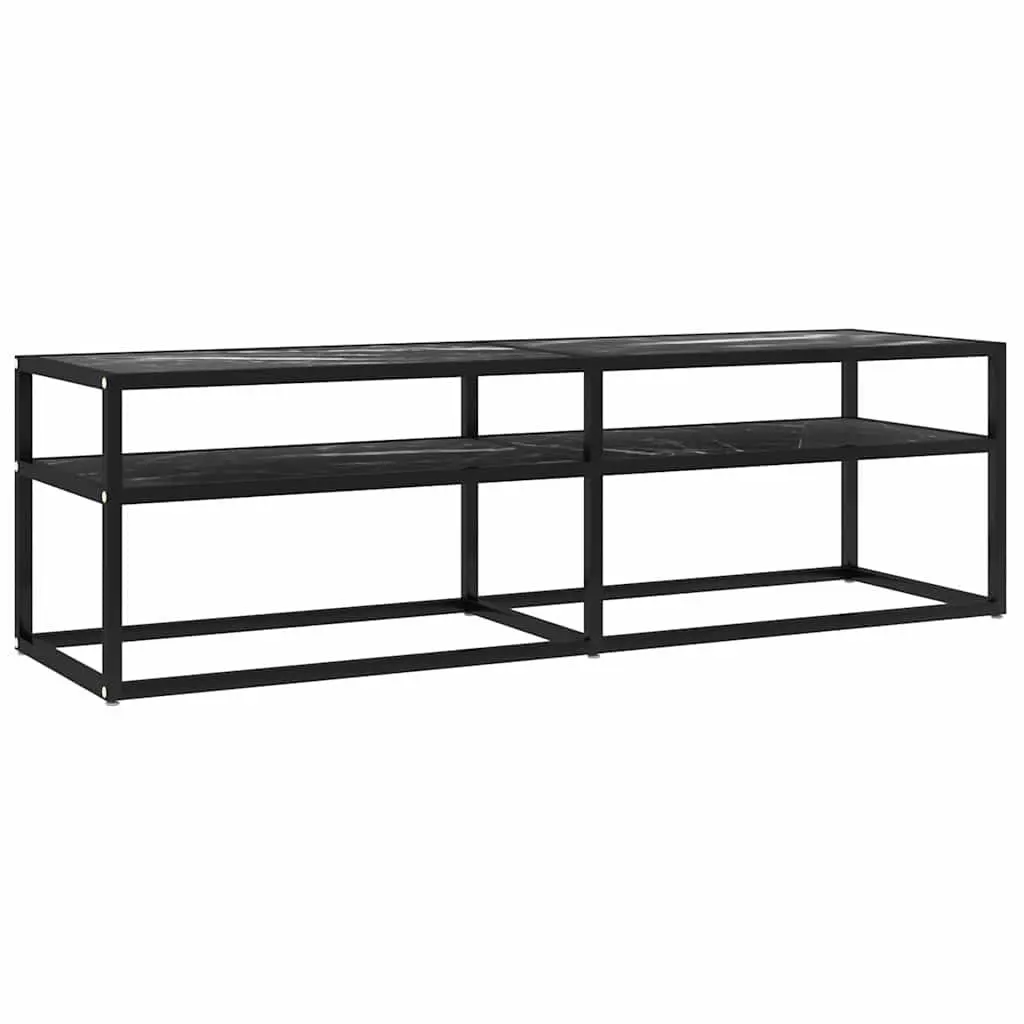 Black Marble TV Cabinet with Ample Storage
