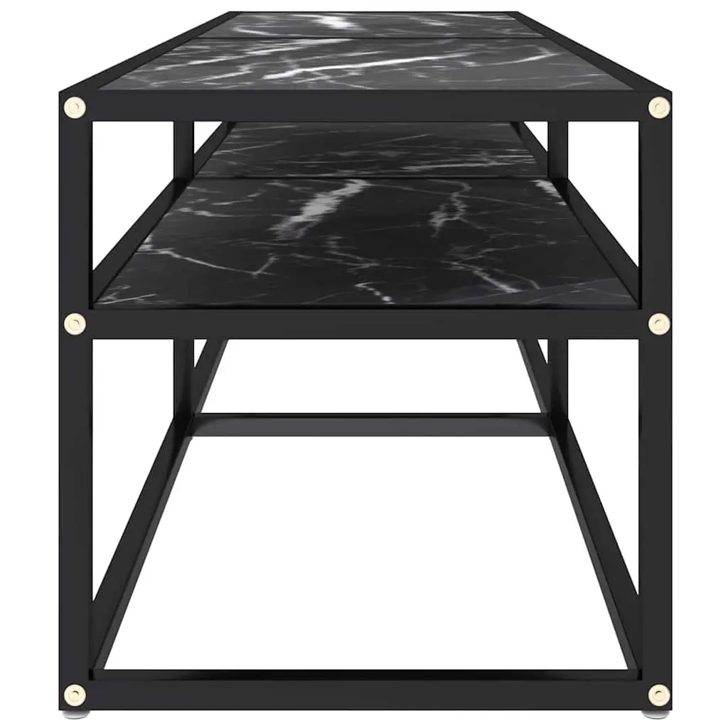 Black Marble TV Cabinet with Ample Storage