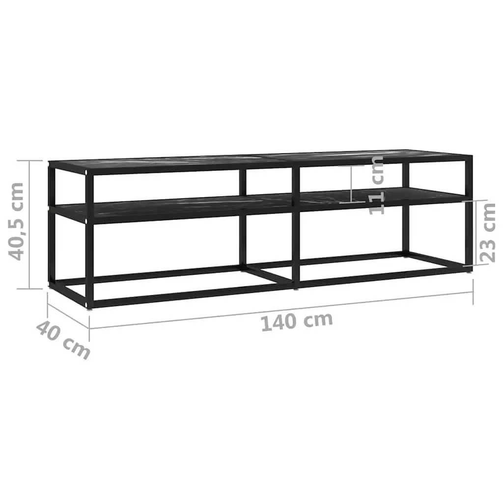 Black Marble TV Cabinet with Ample Storage
