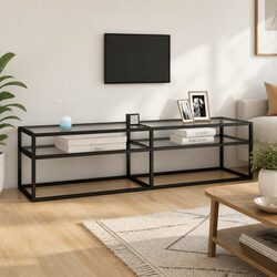 Reliable TV Cabinet with Glass Shelves for Practical Use