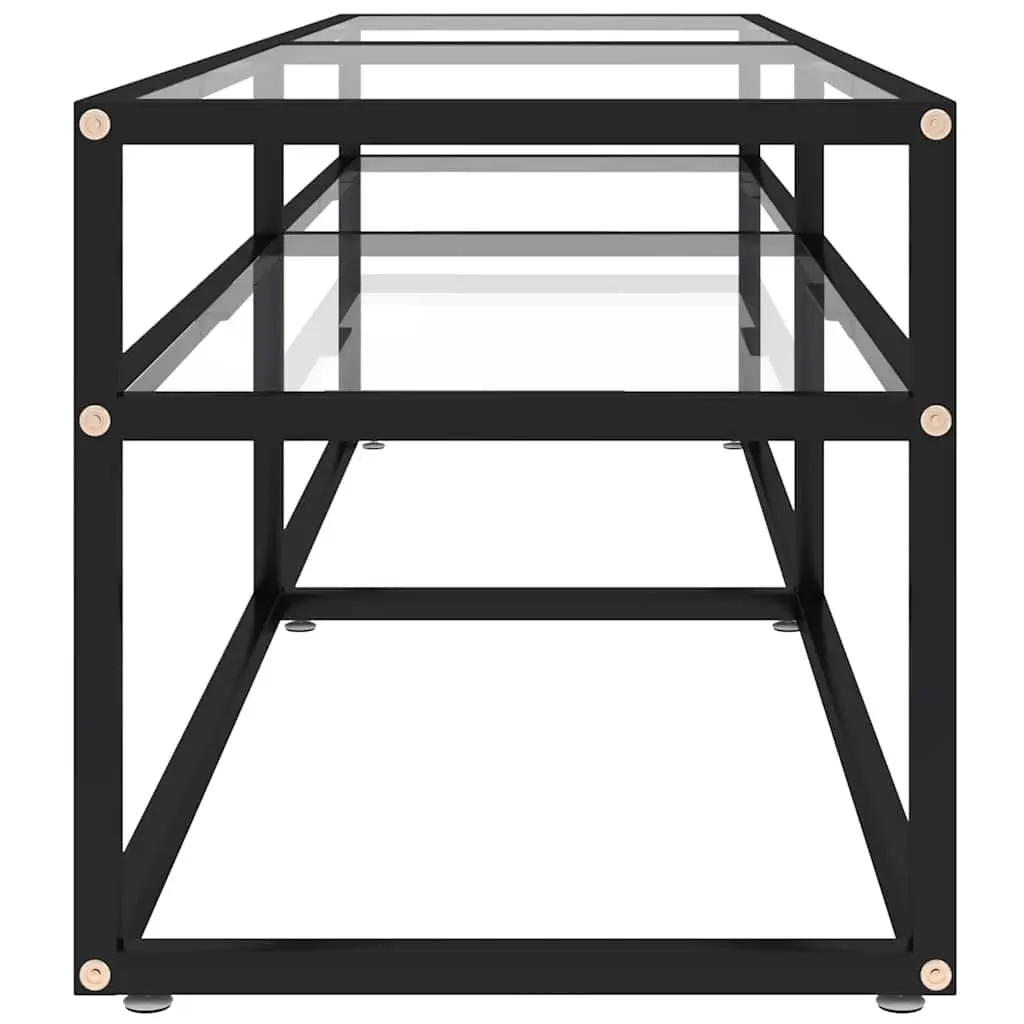 TV Cabinet Storage Unit Display Stand Tempered Glass Shelving 160 x 40 x 40.5 cm Transparent