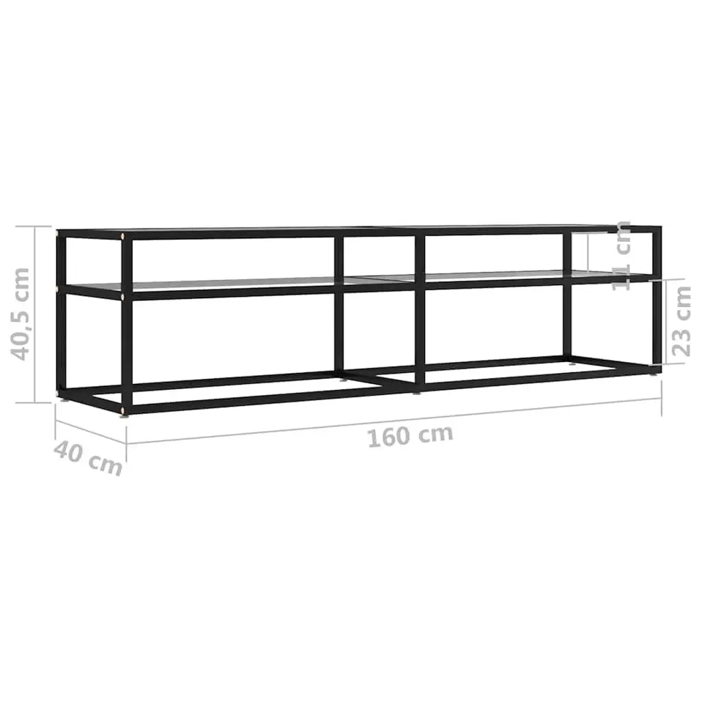 TV Cabinet Storage Unit Display Stand Tempered Glass Shelving 160 x 40 x 40.5 cm Transparent