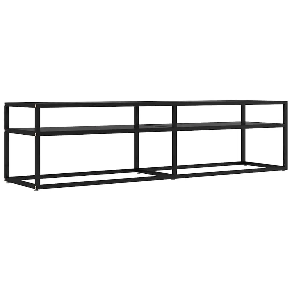 TV Cabinet Black Tempered Glass Media Console Storage Unit 160 x 40 x 40.5 cm