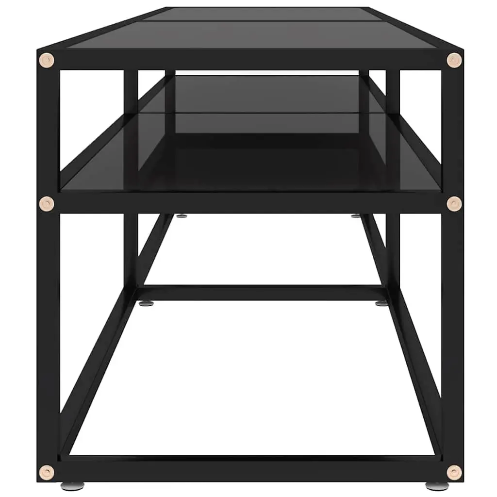 TV Cabinet Black Tempered Glass Media Console Storage Unit 160 x 40 x 40.5 cm