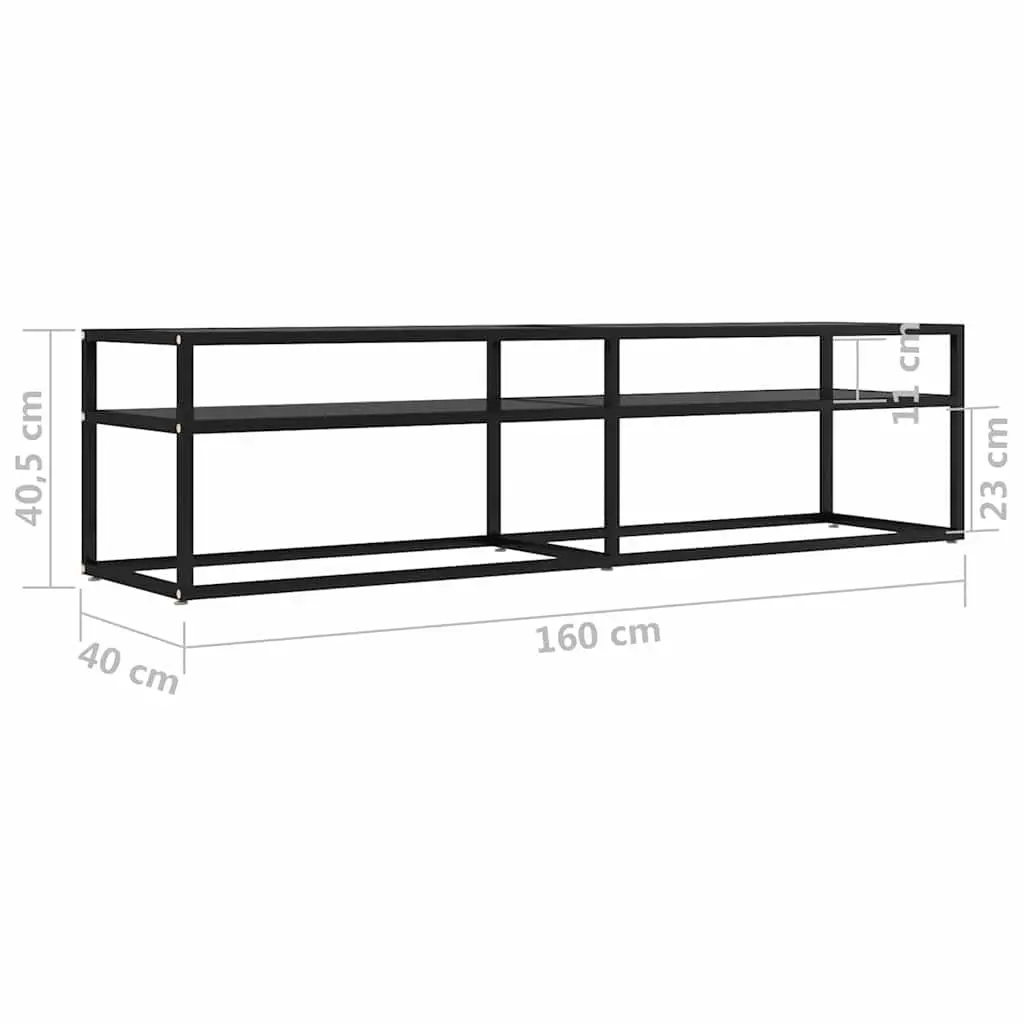 TV Cabinet Black Tempered Glass Media Console Storage Unit 160 x 40 x 40.5 cm