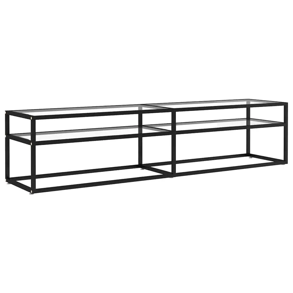 TV Cabinet Tempered Glass Living Room Storage Unit 180 x 40 x 40.5 cm Transparent
