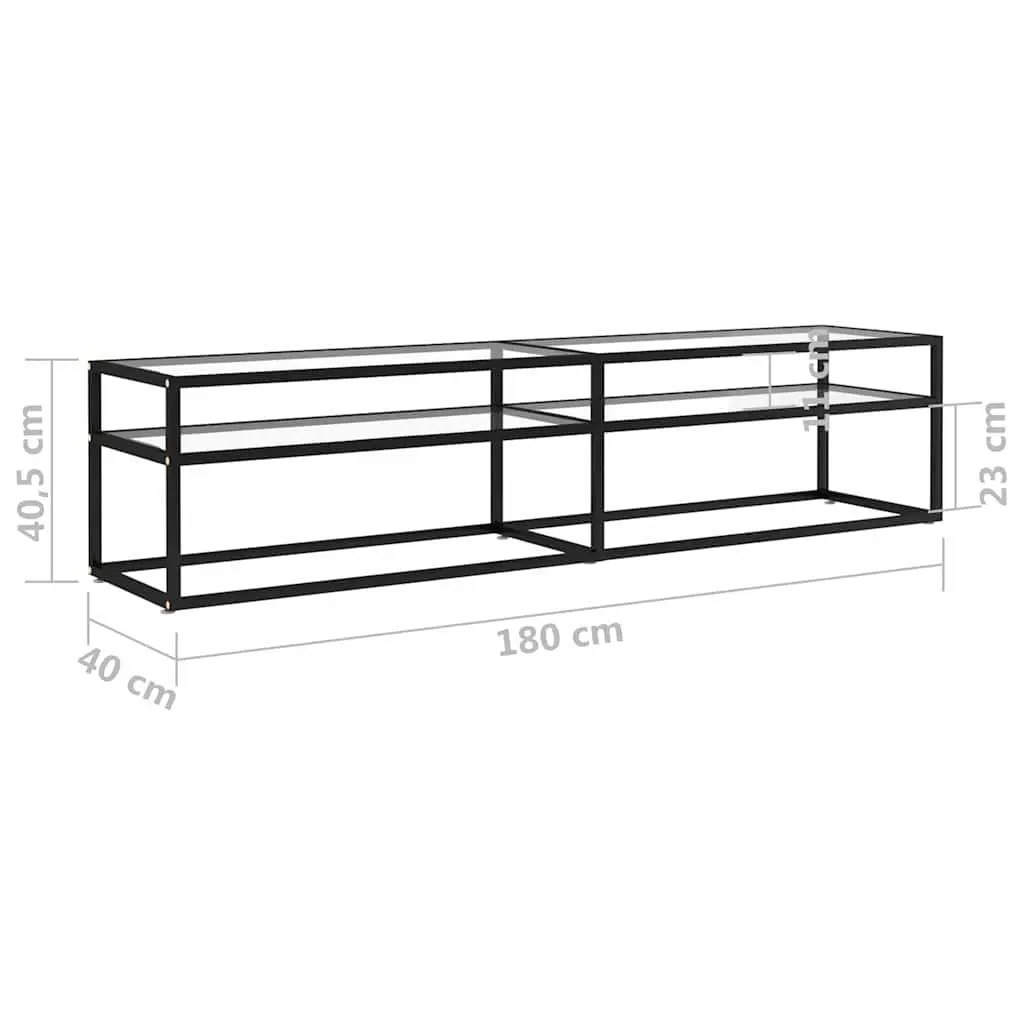 TV Cabinet Tempered Glass Living Room Storage Unit 180 x 40 x 40.5 cm Transparent