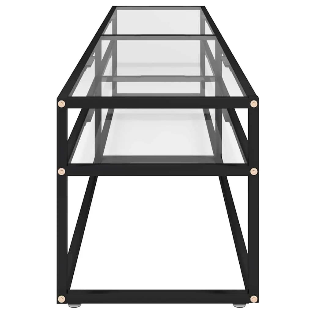 TV Cabinet Storage Display Shelf Unit Tempered Glass Transparent 200 x 40 x 40.5 cm