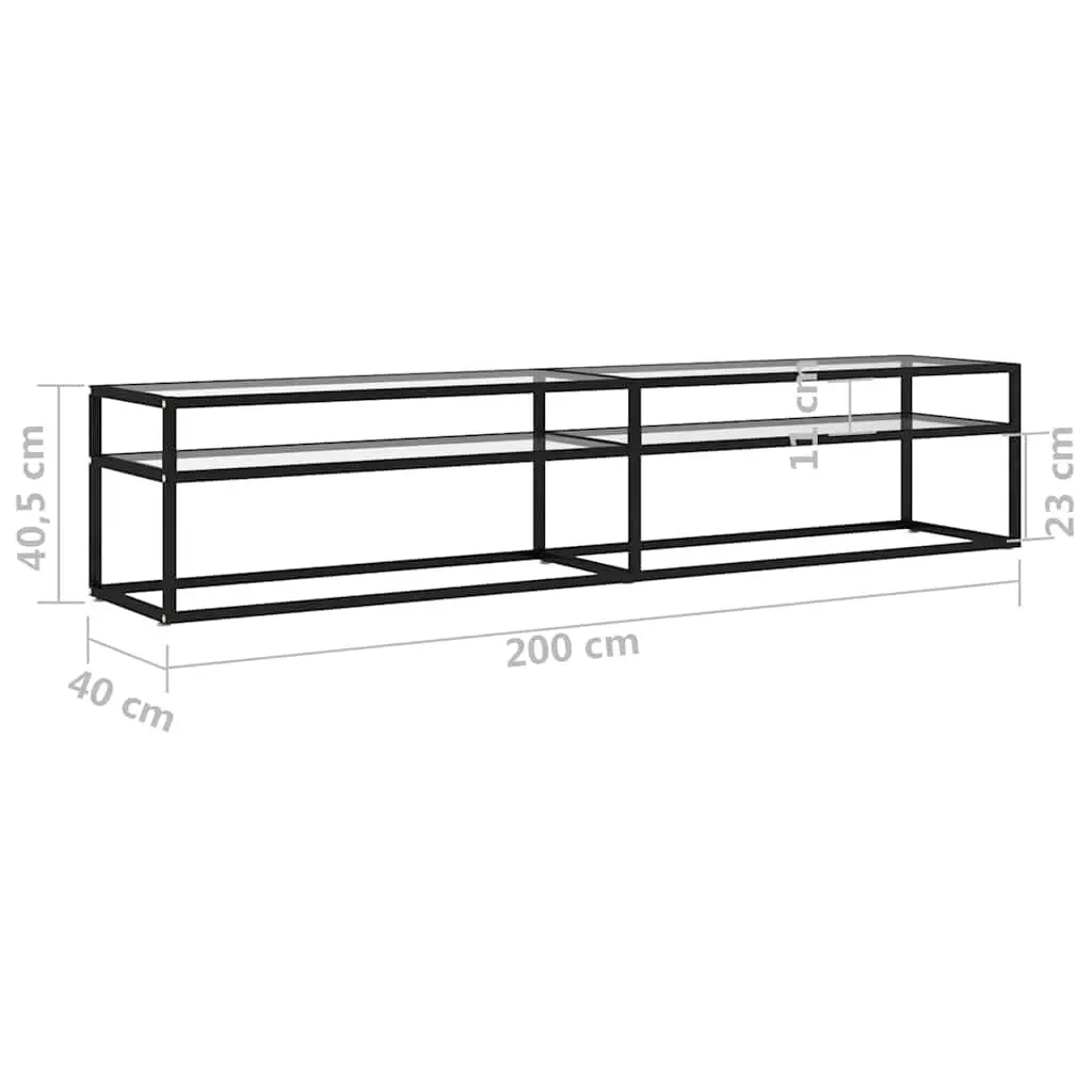 TV Cabinet Storage Display Shelf Unit Tempered Glass Transparent 200 x 40 x 40.5 cm