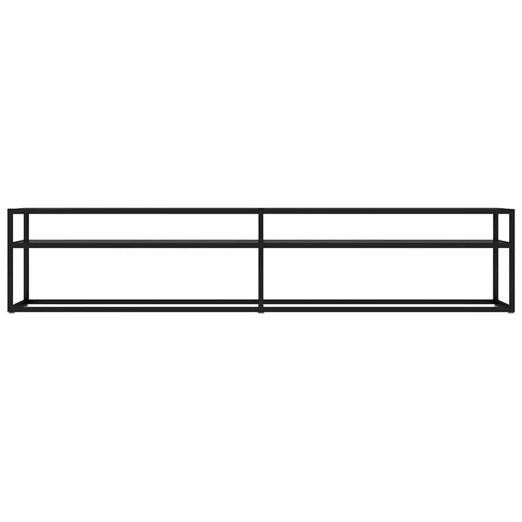 TV Cabinet Black Glass Shelving Unit Living Room Media Console Storage