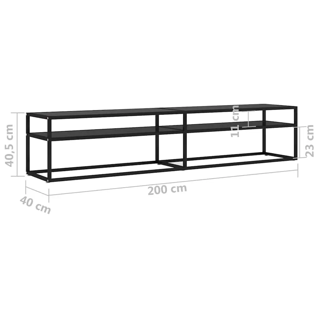 TV Cabinet Black Glass Shelving Unit Living Room Media Console Storage