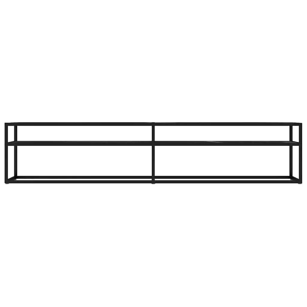 TV Cabinet Black Marble Storage Unit 200 x 40 x 40.5 cm Tempered Glass Living Room Furniture
