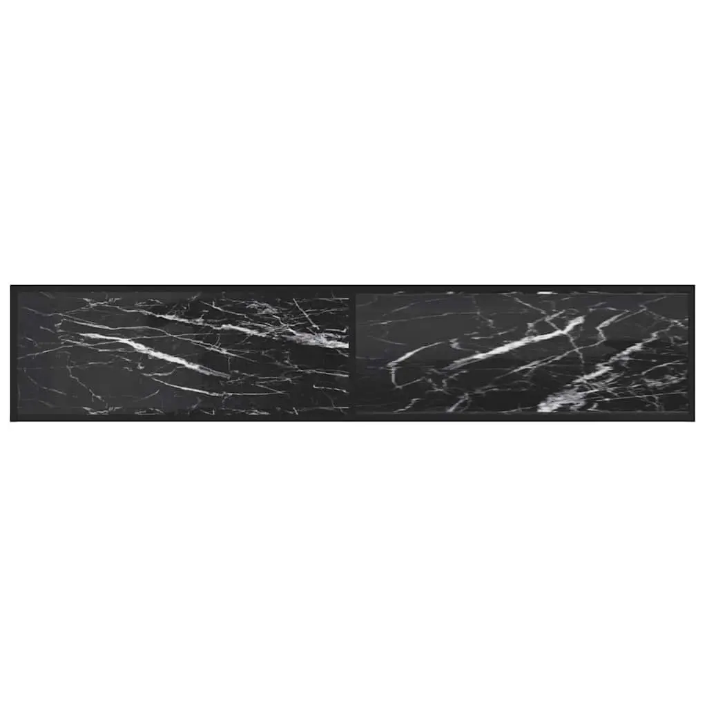 TV Cabinet Black Marble Storage Unit 200 x 40 x 40.5 cm Tempered Glass Living Room Furniture