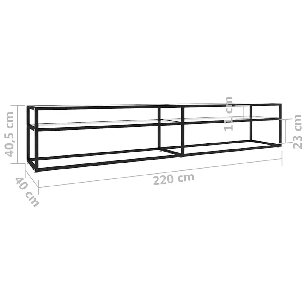 TV Cabinet Tempered Glass Transparent Living Room Media Storage Unit Stand