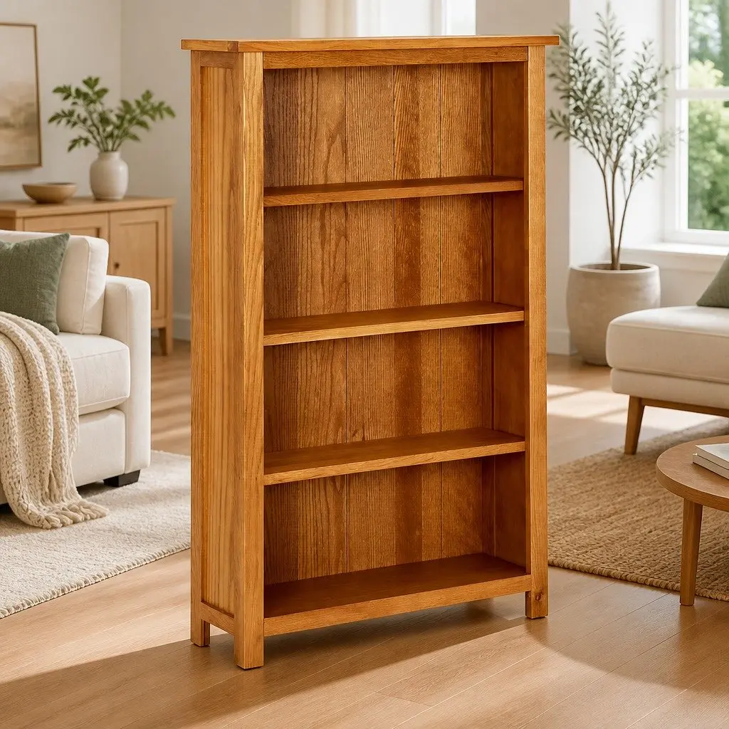 4-Tier Bookcase Solid Oak Wood Storage Display Unit 70x22x110 cm Brown