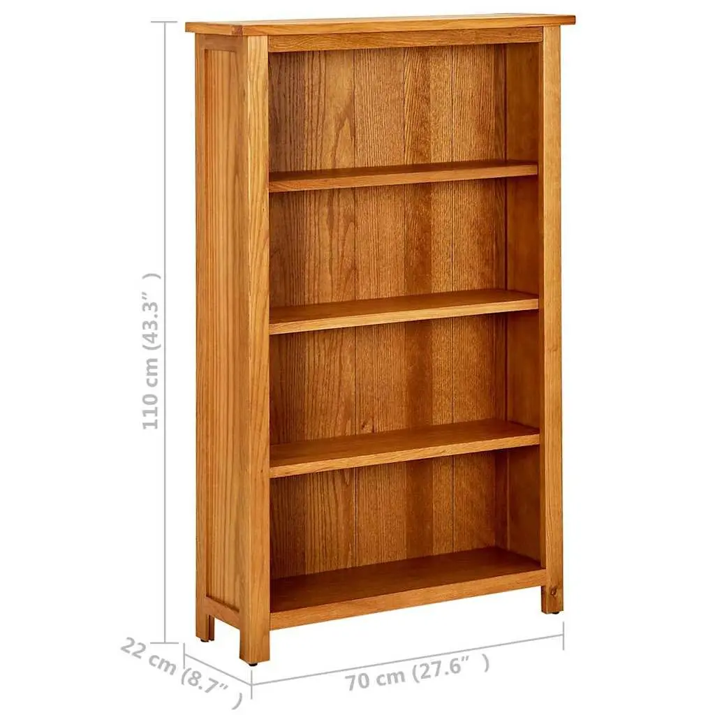 4-Tier Bookcase Solid Oak Wood Storage Display Unit 70x22x110 cm Brown