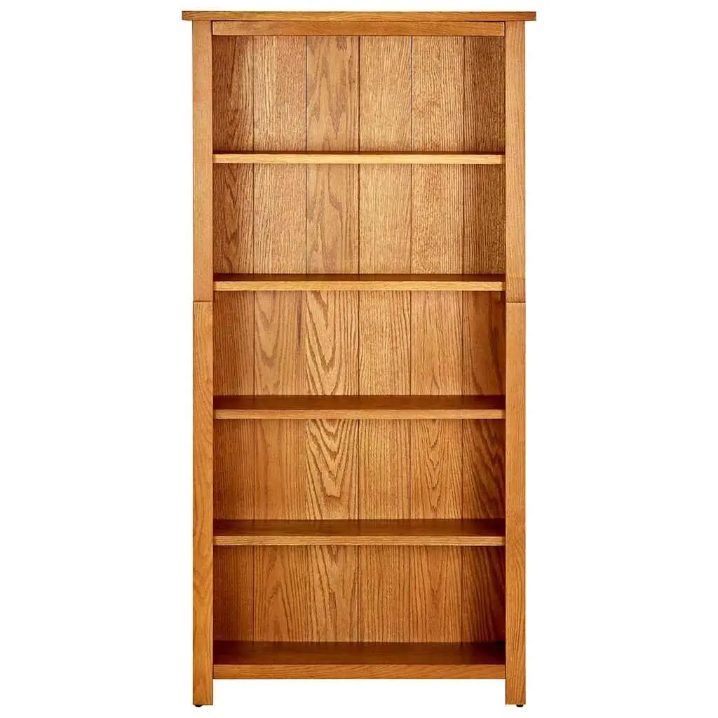Solid Oak Wood 5-Tier Bookcase Storage Shelving Unit 70x22x140cm Living Room
