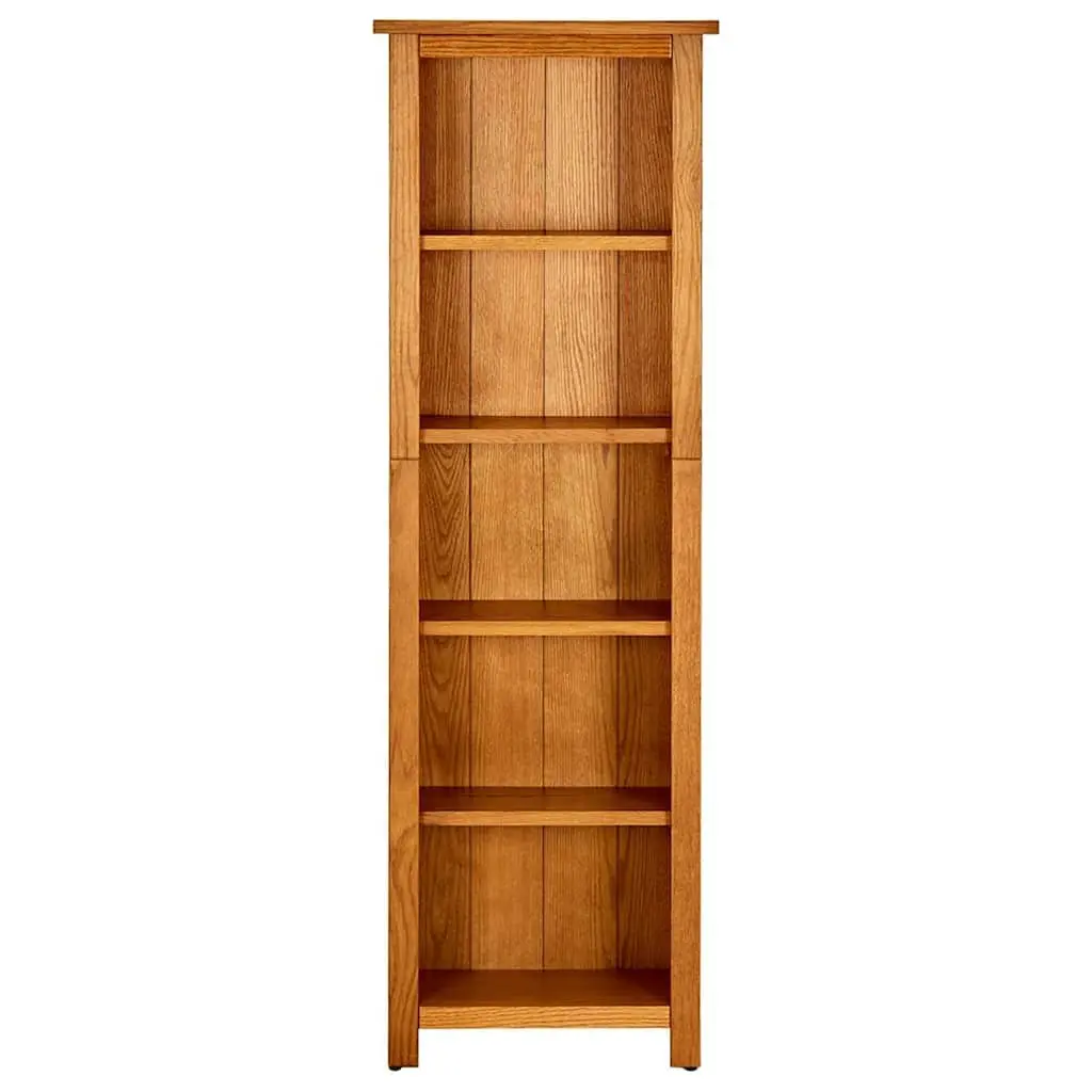 Oak Wood 5 Shelf Bookcase Standing Unit Storage Display 140cm Tall Brown