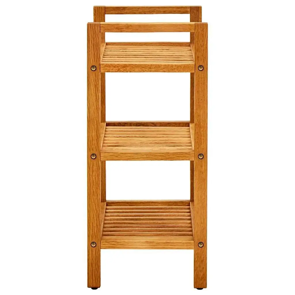 Wooden Shoe Rack Storage Organiser 3 Shelves Brown Solid Oak Wood Hallway
