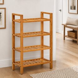 Reliable 4-Shelf Shoe Rack in Brown for Everyday Use