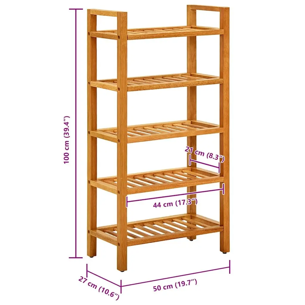 Shoe Rack Brown Wooden Storage Organiser 5 Shelves Hallway Entryway