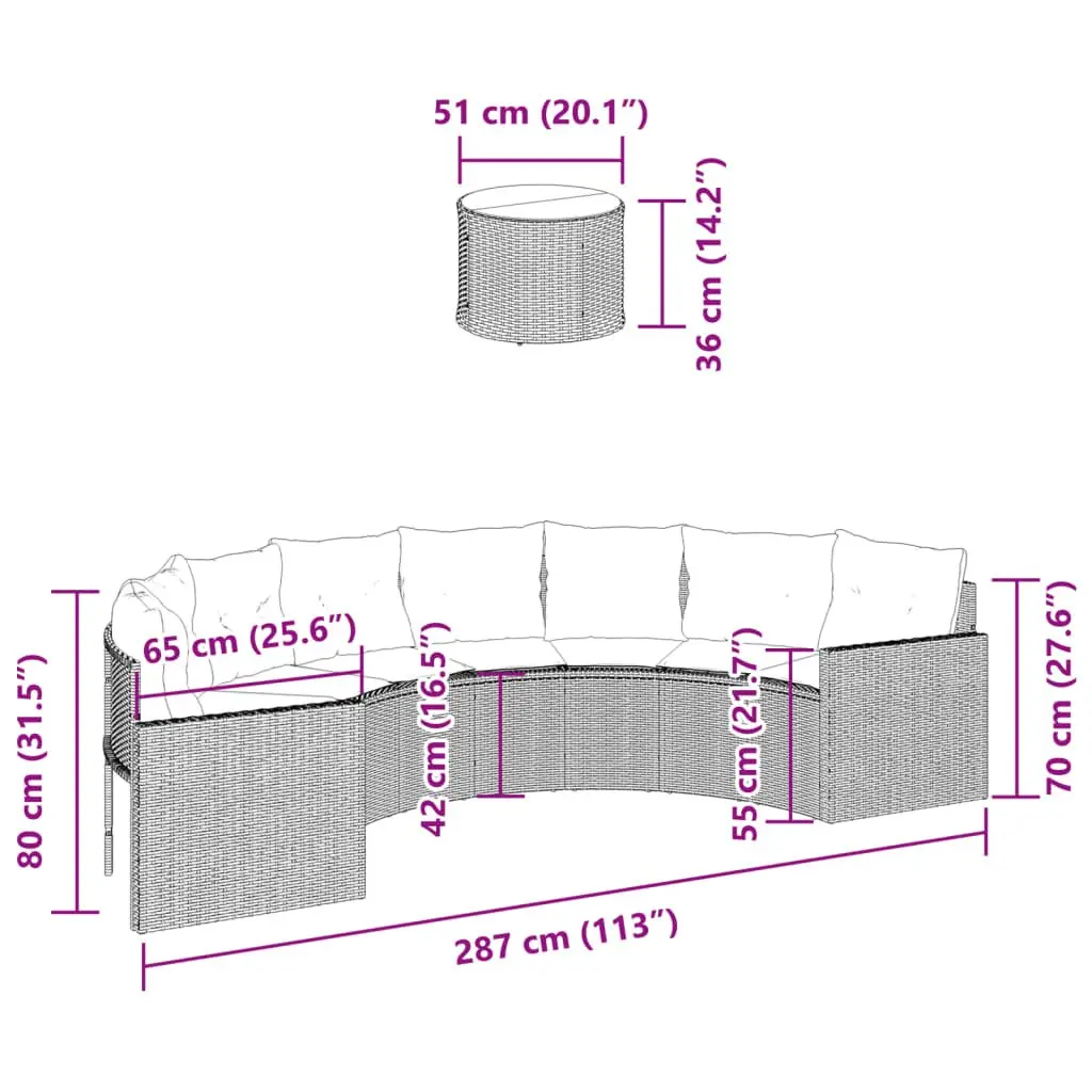 Half-Round Garden Sofa Set with Easy Maintenance