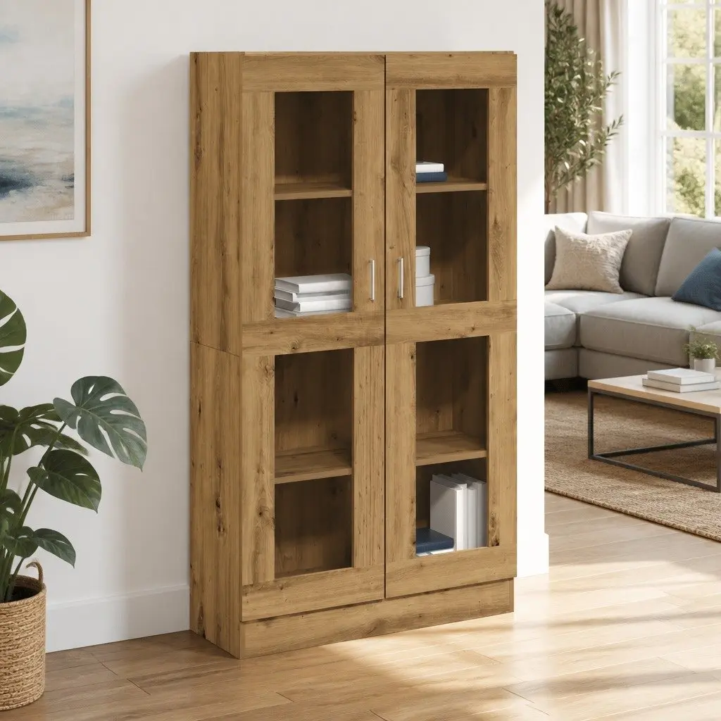 Highboard Storage Cabinet 150cm Brown Engineered Wood Standing Shelf