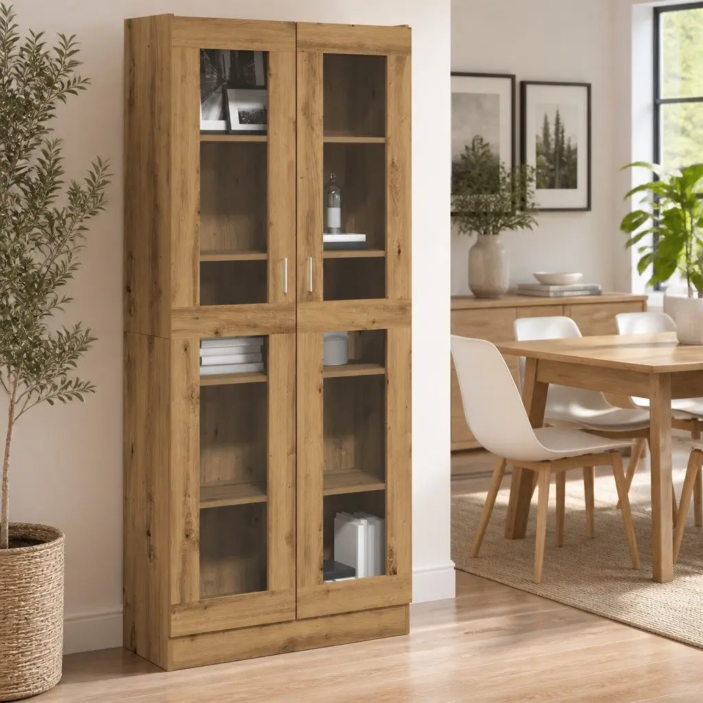 Highboard Storage with Brown Finish