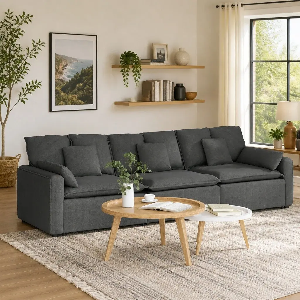 Grey Three-Seater Sofa