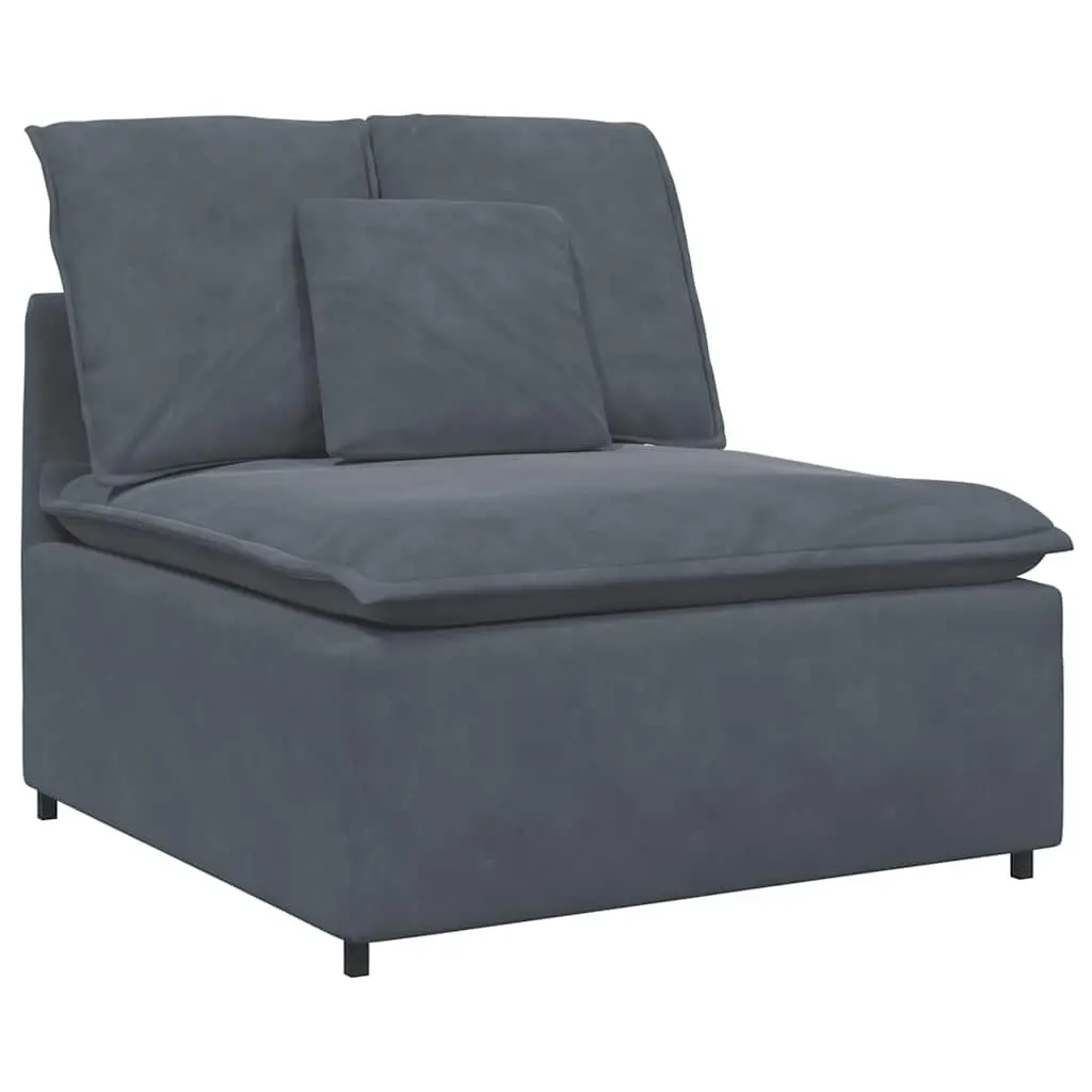 Three Section Modular Sofa Unit Grey Velvet Living Room Couch
