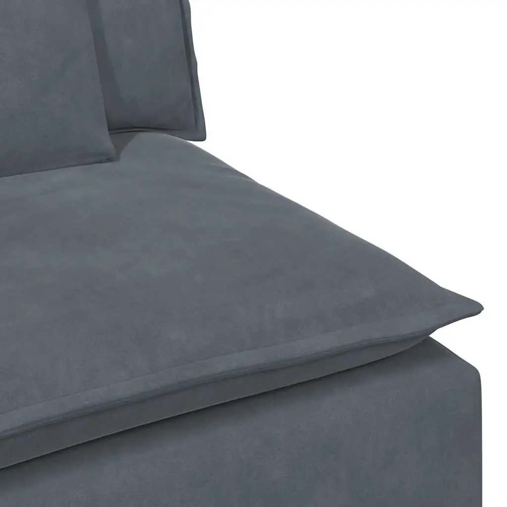 Three Section Modular Sofa Unit Grey Velvet Living Room Couch