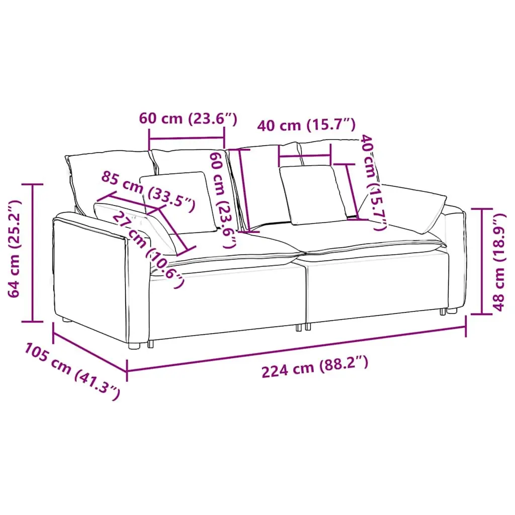 Grey Modular Sofa with Cushions