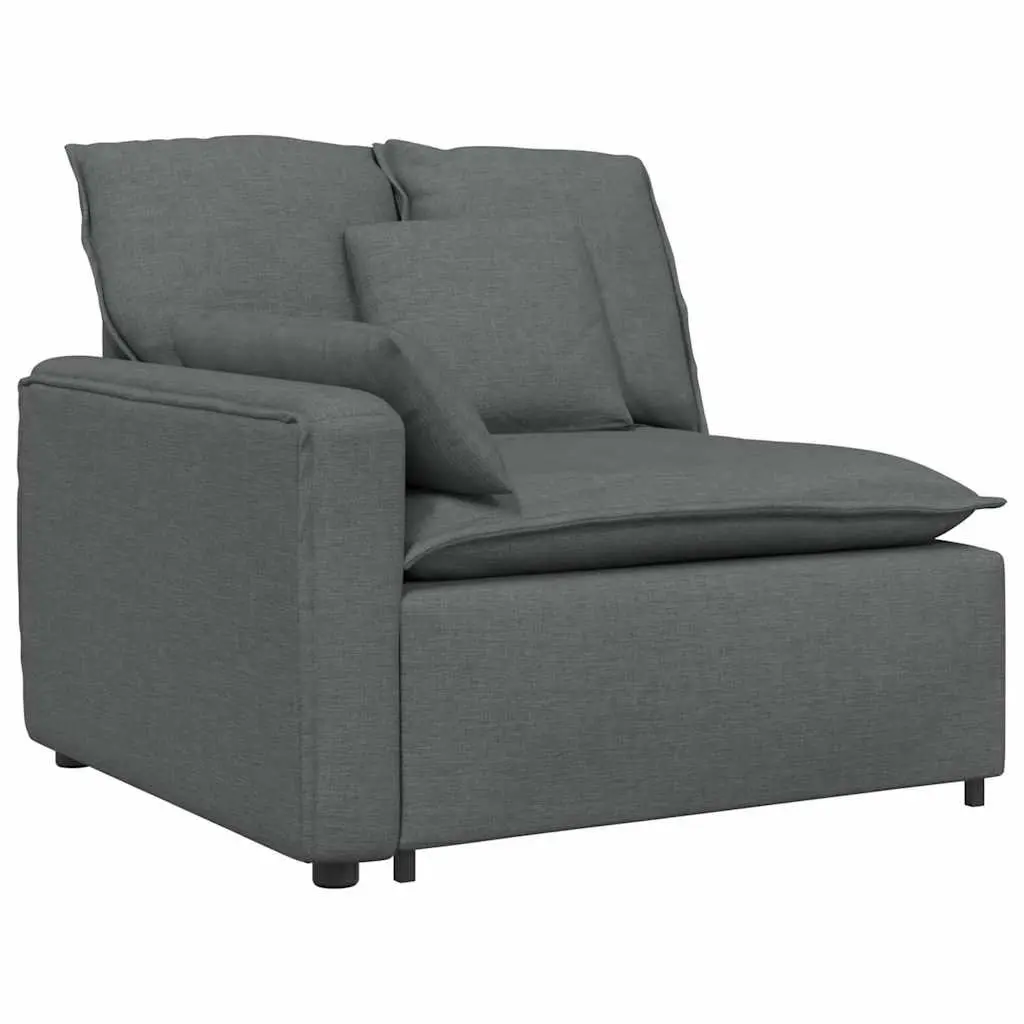 Grey Modular Sectional Sofa with Footstool