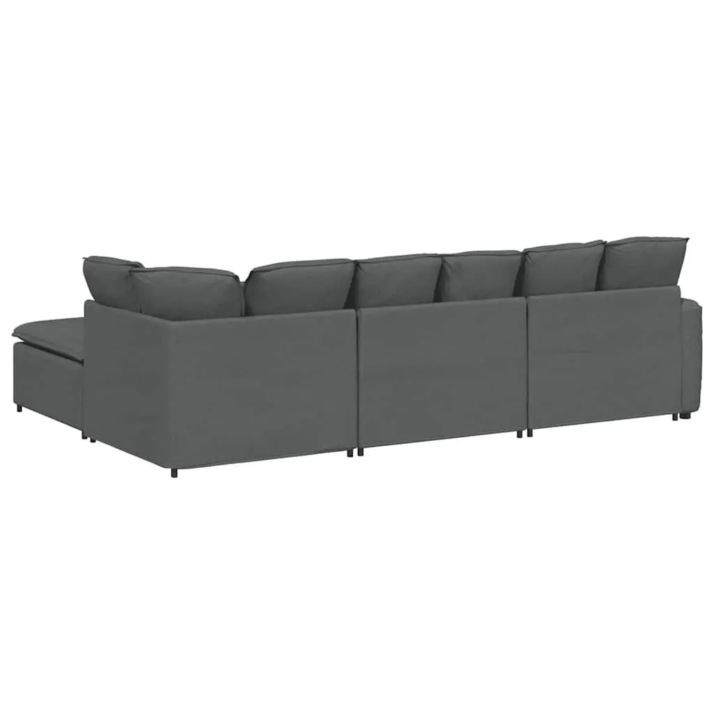Grey Modular Sectional Sofa with Footstool