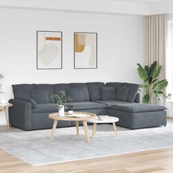 Practical Grey Velvet Modular Sectional Sofa with Footstool