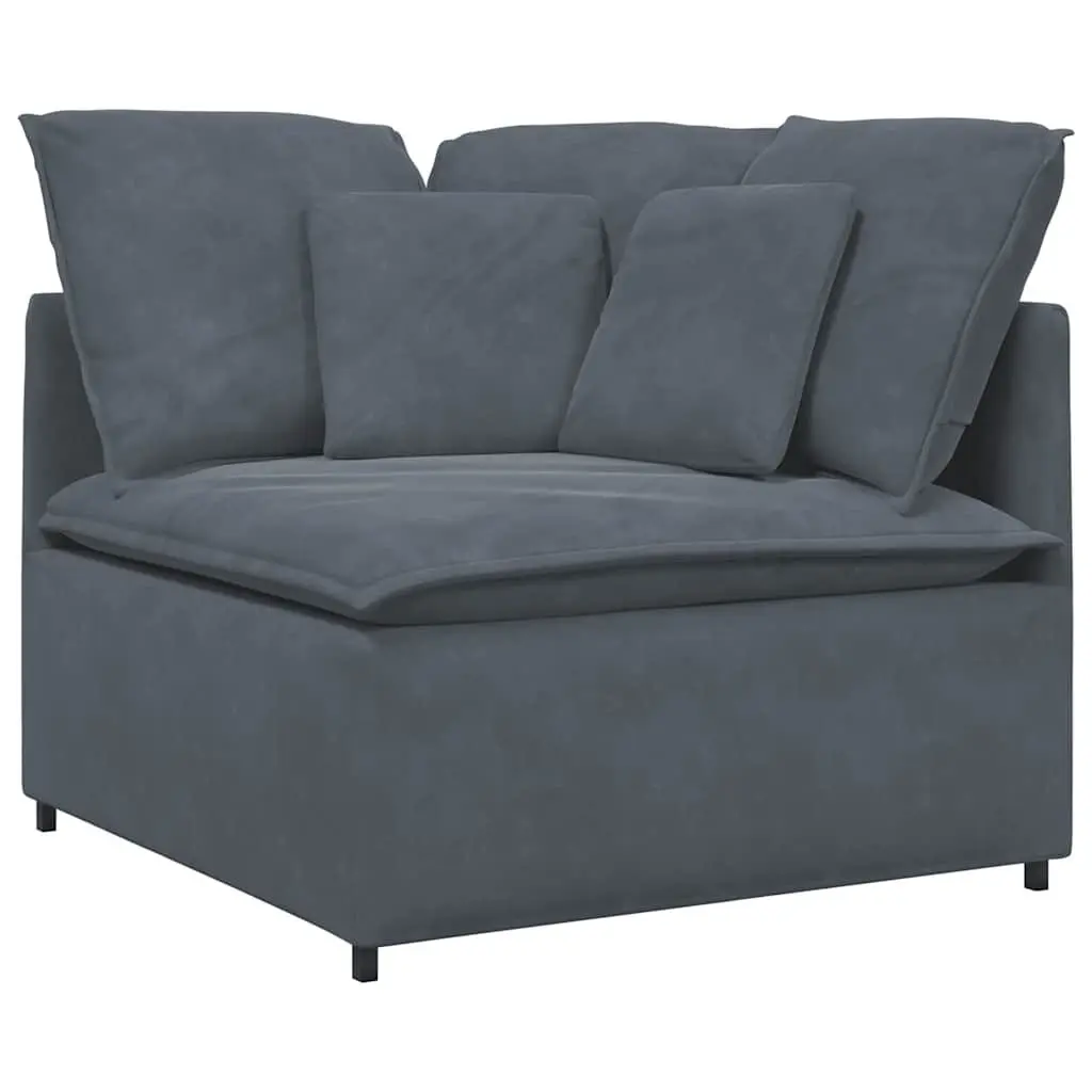 Modular Sectional Sofa Grey Velvet Four Sections with Footstool for Living Room