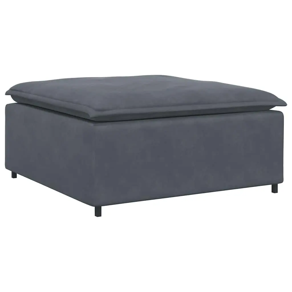 Modular Sectional Sofa Grey Velvet Four Sections with Footstool for Living Room