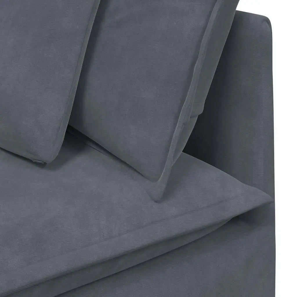 Modular Sectional Sofa Grey Velvet Four Sections with Footstool for Living Room