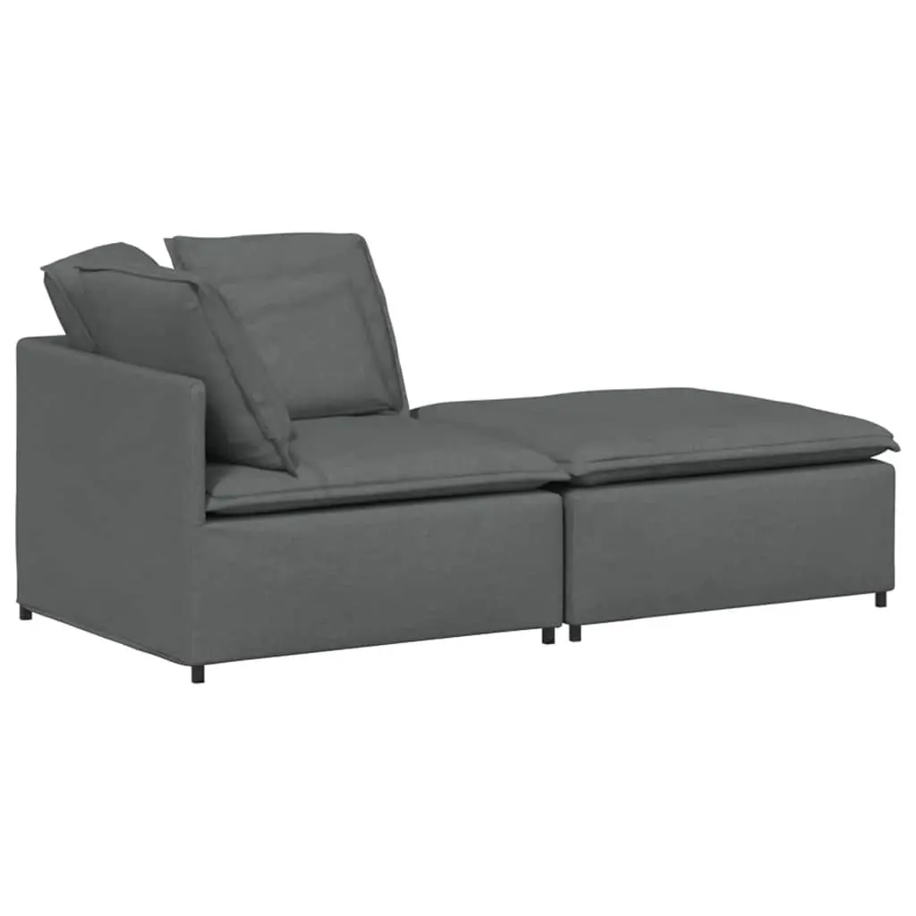 Grey Modular Sectional Sofa with Footstool