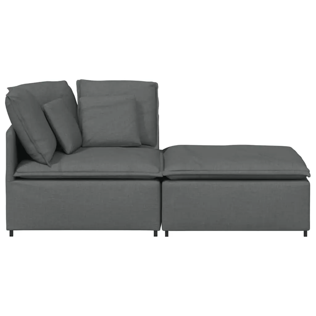 Grey Modular Sectional Sofa with Footstool