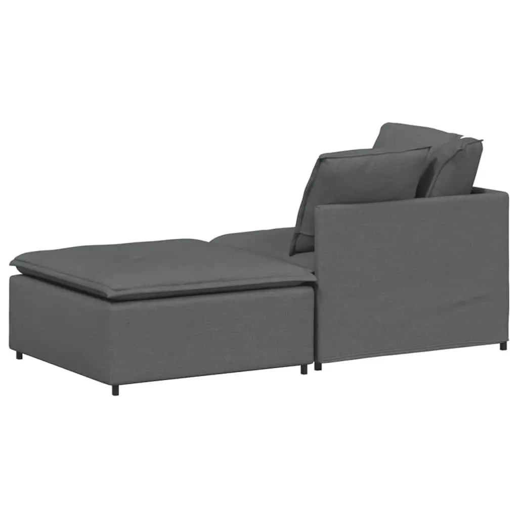 Grey Modular Sectional Sofa with Footstool