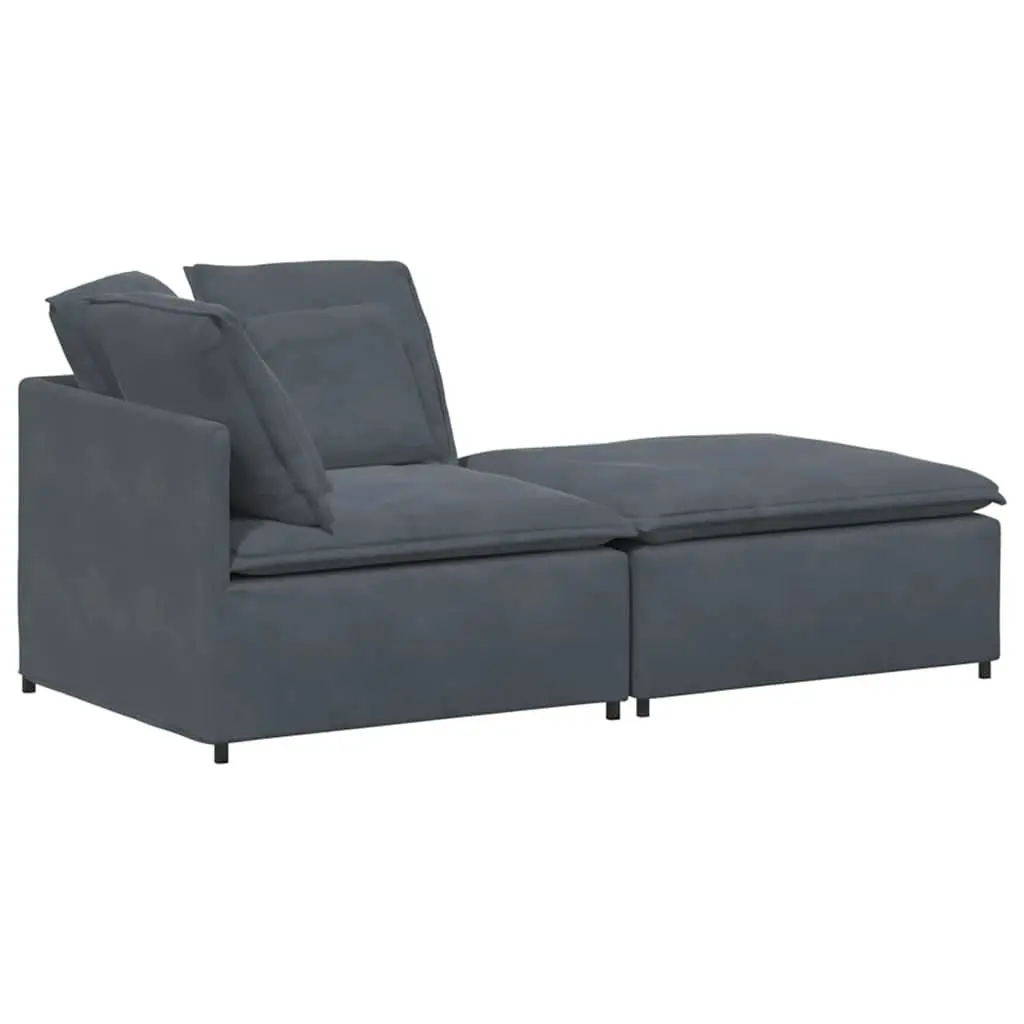 Modular Sofa Sectional Lounge Seating Grey Velvet with Footstool