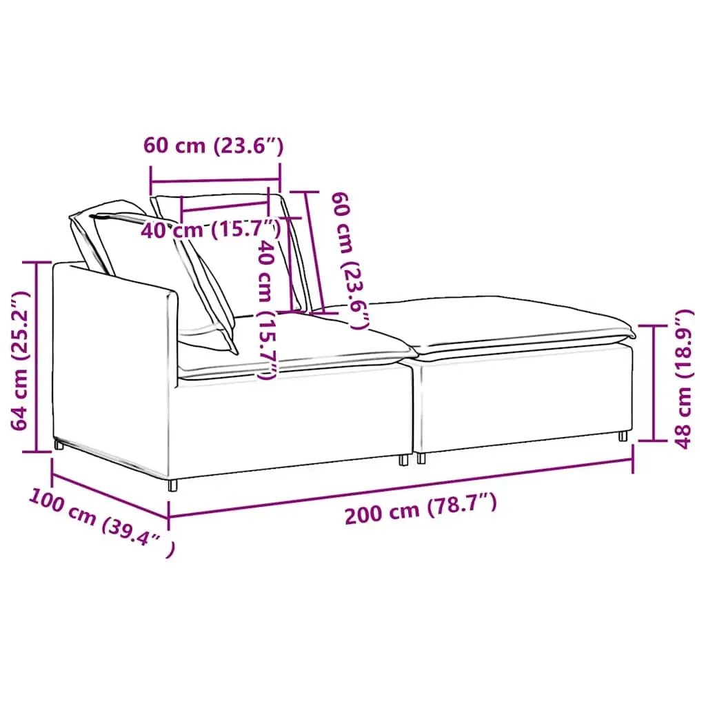 Modular Sofa Sectional Lounge Seating Grey Velvet with Footstool