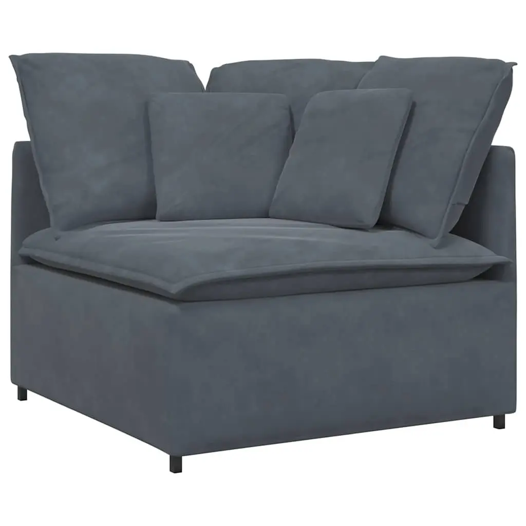 Modular Sofa Sectional Lounge Seating Grey Velvet with Footstool