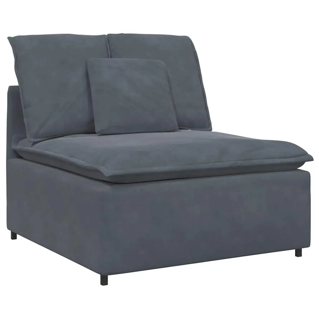 Modular Sofa Grey Velvet Sectional Couch Living Room Furniture 4 Sections with Footstool