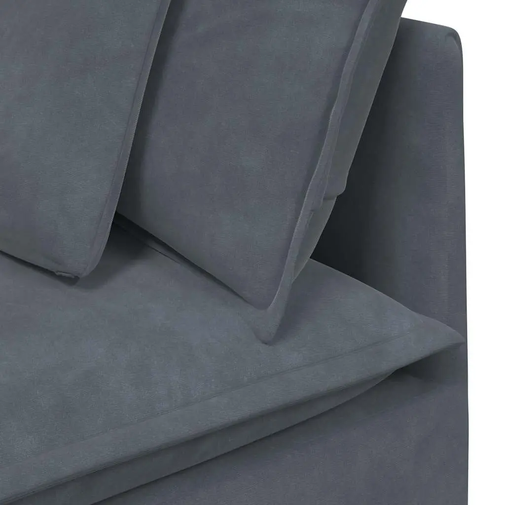 Modular Sofa Grey Velvet Sectional Couch Living Room Furniture 4 Sections with Footstool