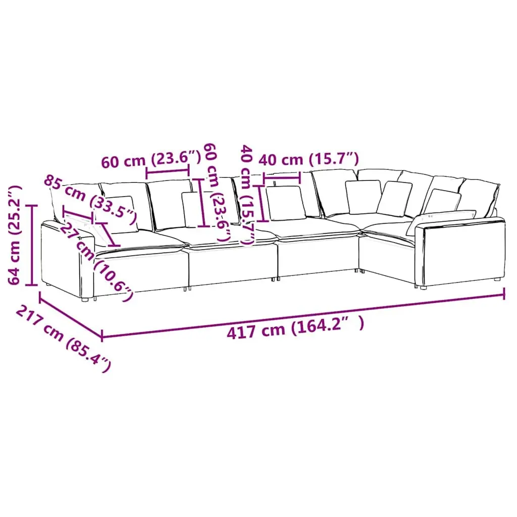 Five Section Grey Velvet Modular Sofa Lounge Flexible Arrangement with Cushions